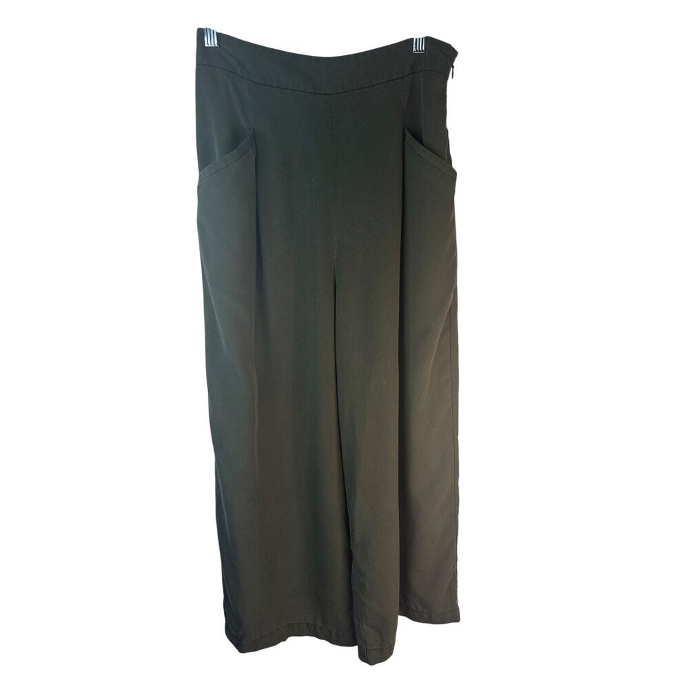 2/$30 ZARA Womens Medium Olive Green Wide Leg Pants - Picture 3 of 15